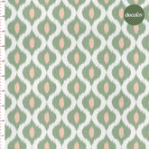 Digitally Printed Fabric with Ikat Pattern on a White Background